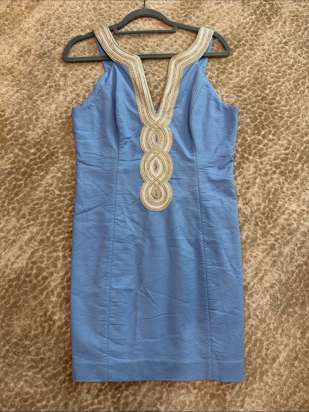 Lilly Pulitzer Light Blue Mini Dress with Gold Embellished Placket